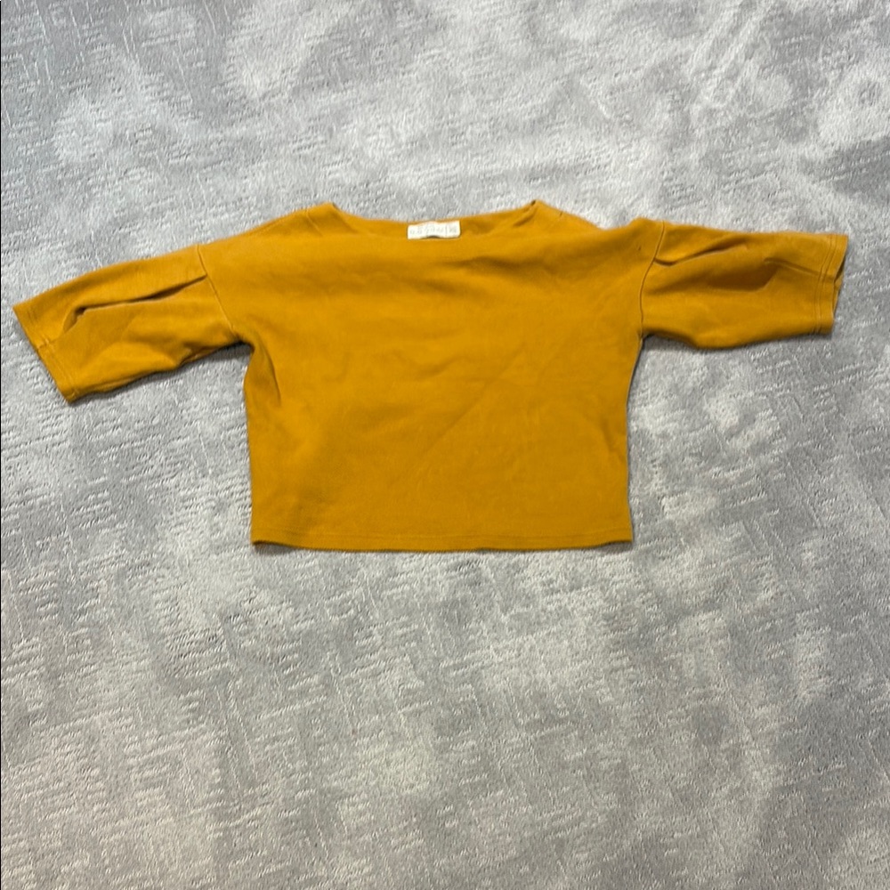 Eve Gravel Mustard Yellow Cropped Top